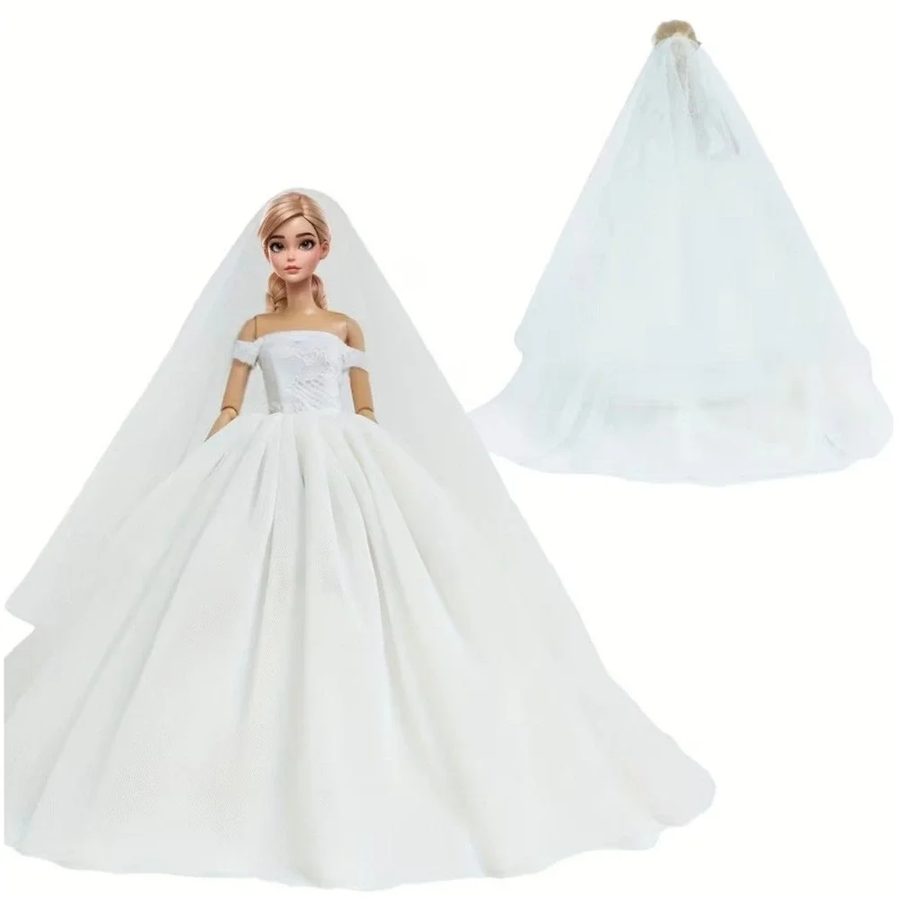 Elegant White Wedding Dress + Veil + Shoes Set For 11.5 in Fashion Doll NEW